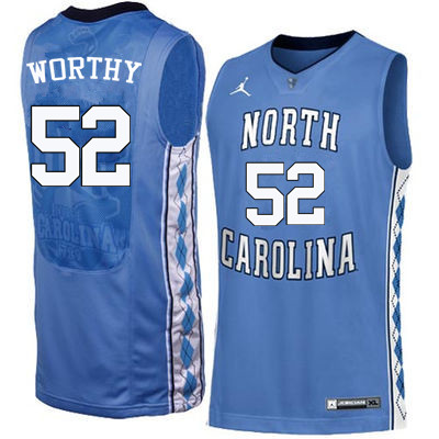 Men North Carolina Tar Heels #52 James Worthy College Basketball Jerseys Sale-Blue